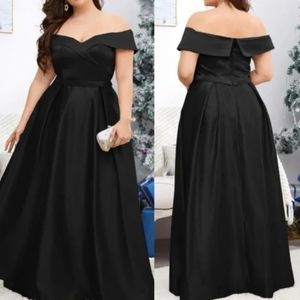 2XL Shein Long Black Satin Special Occasions Dress